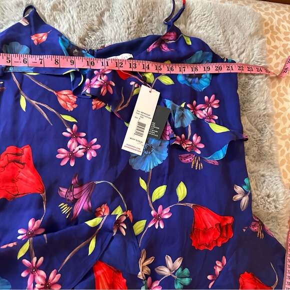 Parker Blue Holly Ruffle Floral Silk Viscose Dress In Valencia Eclipse NWT 16 - Picture 15 of 16